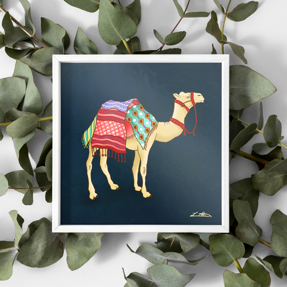 Dubai Camel Painting Middle Eastern Wall Art